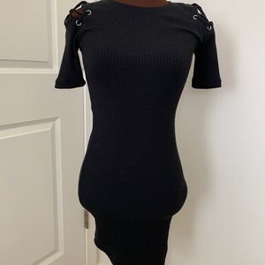 Black Dress with Detail Lace Up Shoulders